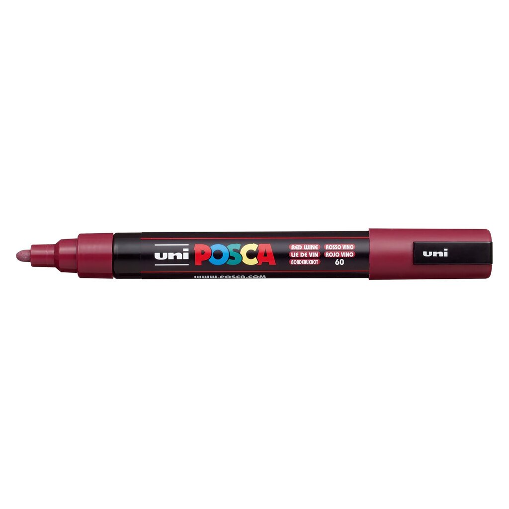 Pennarello acrilico Uni Posca PC-5M: rosso vino, 1.8 – 2.5 mm, cf. da 6 pz.