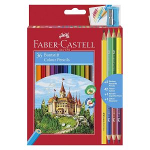 Matite colorate Faber-Castell Il Castello Eco + Biocolor: astuccio appendibile con 36 u.