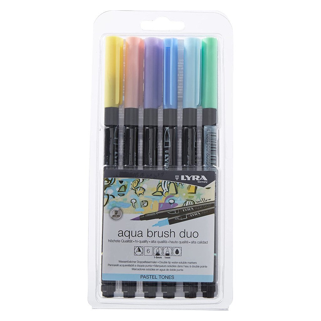 Pennarello Lyra Aqua brush duo pastel: assortiti, cf. da 6 pz.