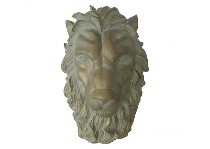 Vaso in resina a forma di testa di Leone colore Oro alto 32 cm - immagine 2