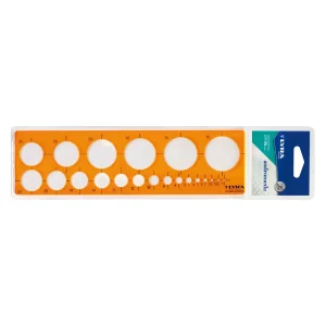 Maschera normografica per cerchi Lyra Andromeda: confezione con 10 blister con 1 u., 24,5 × 6,5 cm, forme Ø 1 ÷ 36 mm