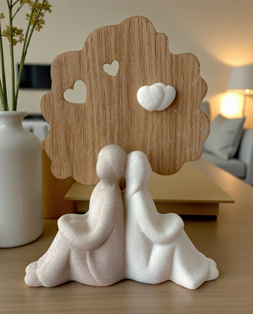 STATUA ALBERO DELLA VITA CON CUORI COPPIA SPOSI - immagine 3