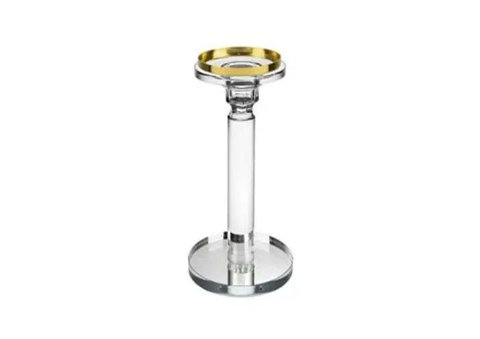 Candeliere vetro bordo oro cm 10 h27 - immagine 2