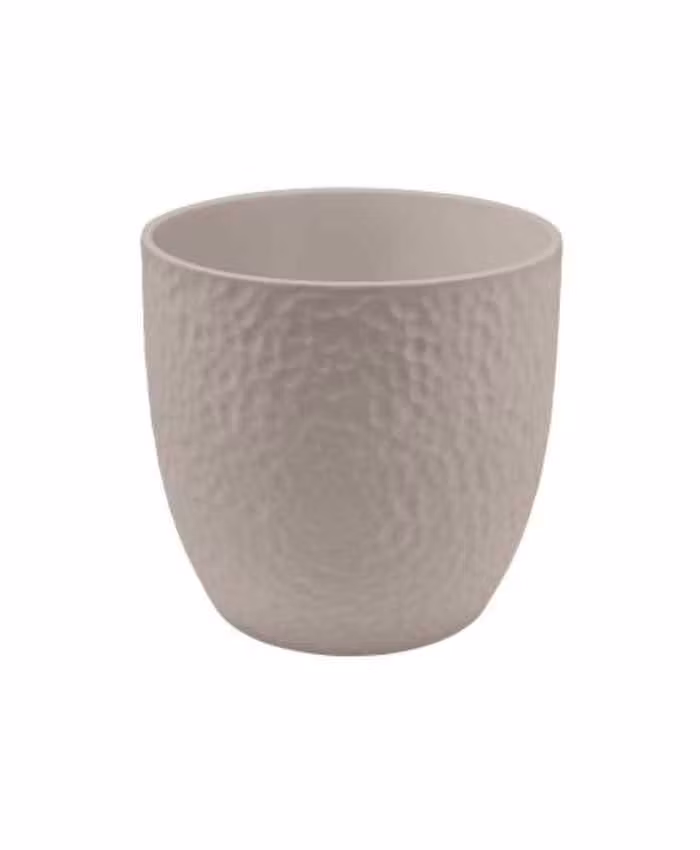 Porta vaso da interno in ceramica lavorata per piante vaso 18 cm Tortora