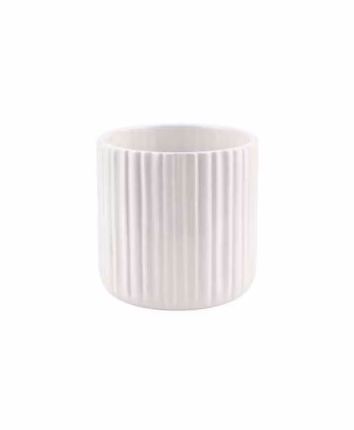 Vasetto ceramica cilindrico bianco rigato diametro 7 alto 6 cm - immagine 2