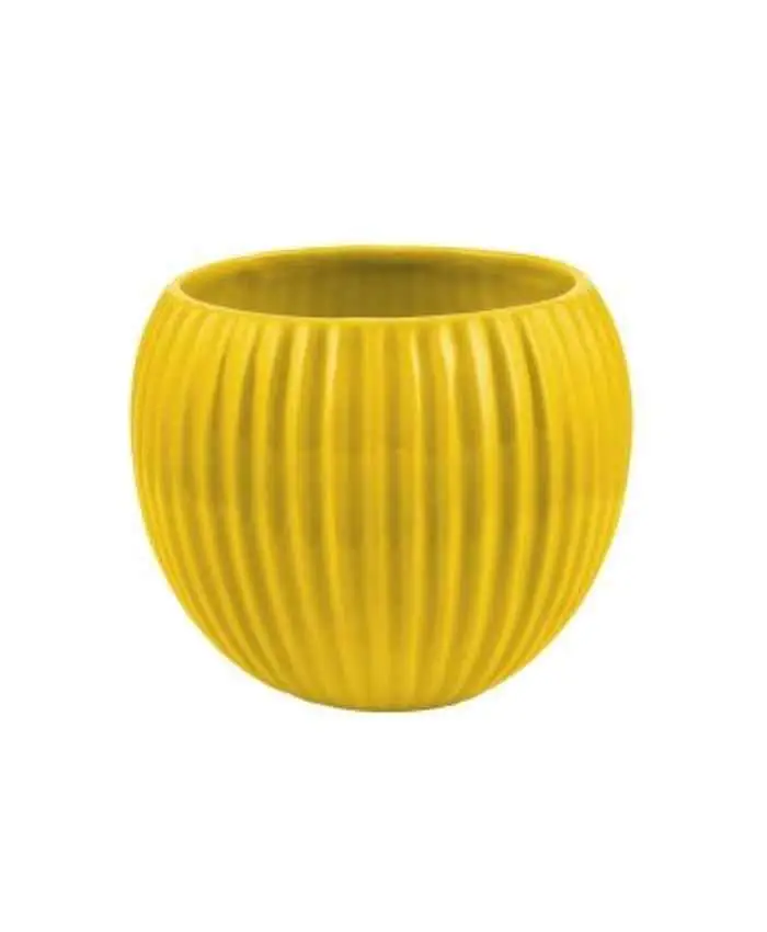 Sfera ceramica per orchidee decoro righe verticali cm 16 h13 colore giallo – Disponibile dal 15-02-2025 - immagine 2