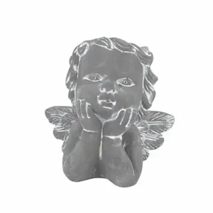 Vasi testa di angelo mani mento in cemento grigio h19 cm