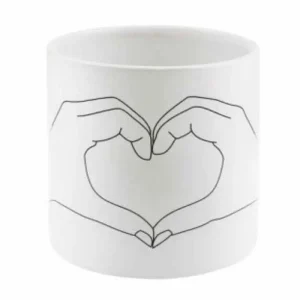 Vaso Orchidea cilindrico decoro mani a cuore diametro 13 alto 13 cm