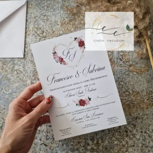 partecipazione matrimonio moderna cuore floreale
