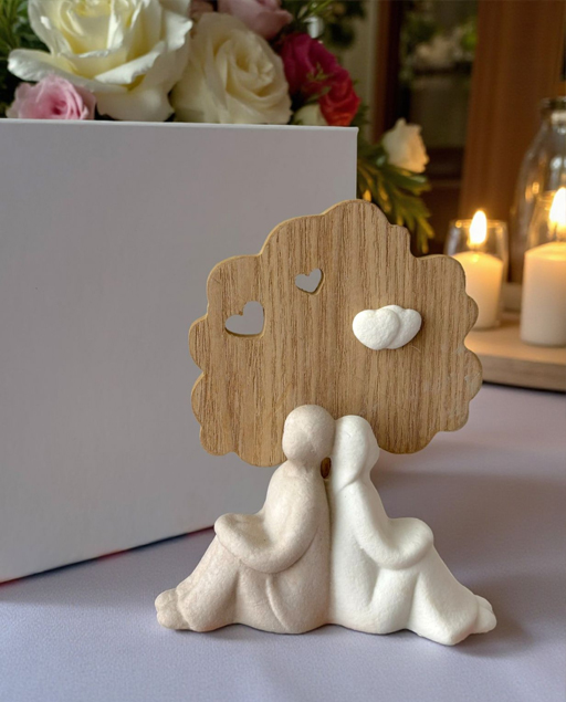 STATUA ALBERO DELLA VITA CON CUORI COPPIA SPOSI - immagine 2