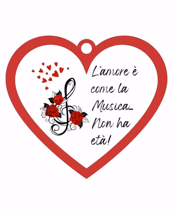 Cuoricino in forex con dedica romantica MUSICA cm 10 h9 by Veropensiero