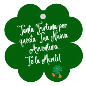 Quadrifoglio in forex con dedica Nuova Avventura cm 10 h10 by Veropensiero